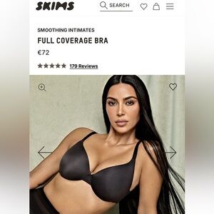 SKIMS Smoothing Intimates Full Coverage Bra - Color Onyx